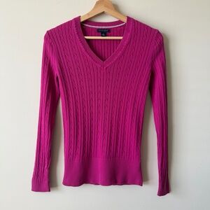 Tommy Hilfiger Women's Fuchsia V-Neck Sweater